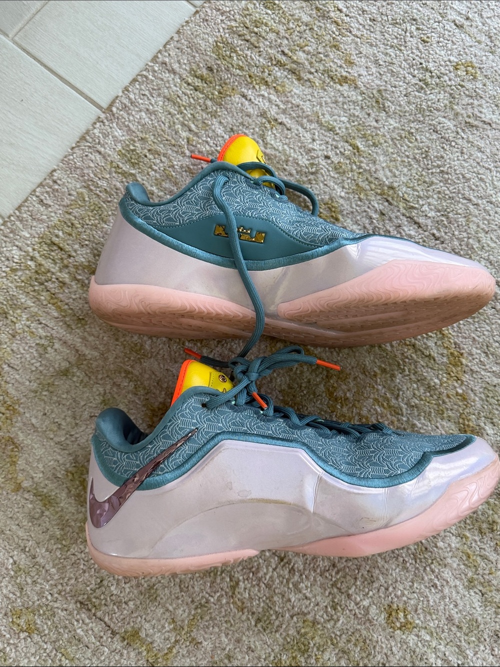 LeBron 23. Men's Low-Top Athletic Sneakers in Teal, Pink and Yellow